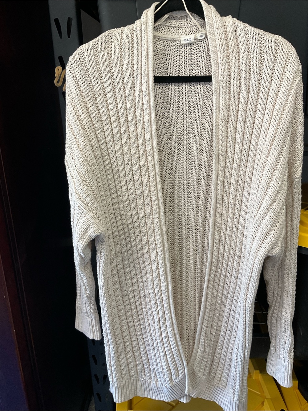 GAP Open-Front Ribbed Cardigan - Cream XXL